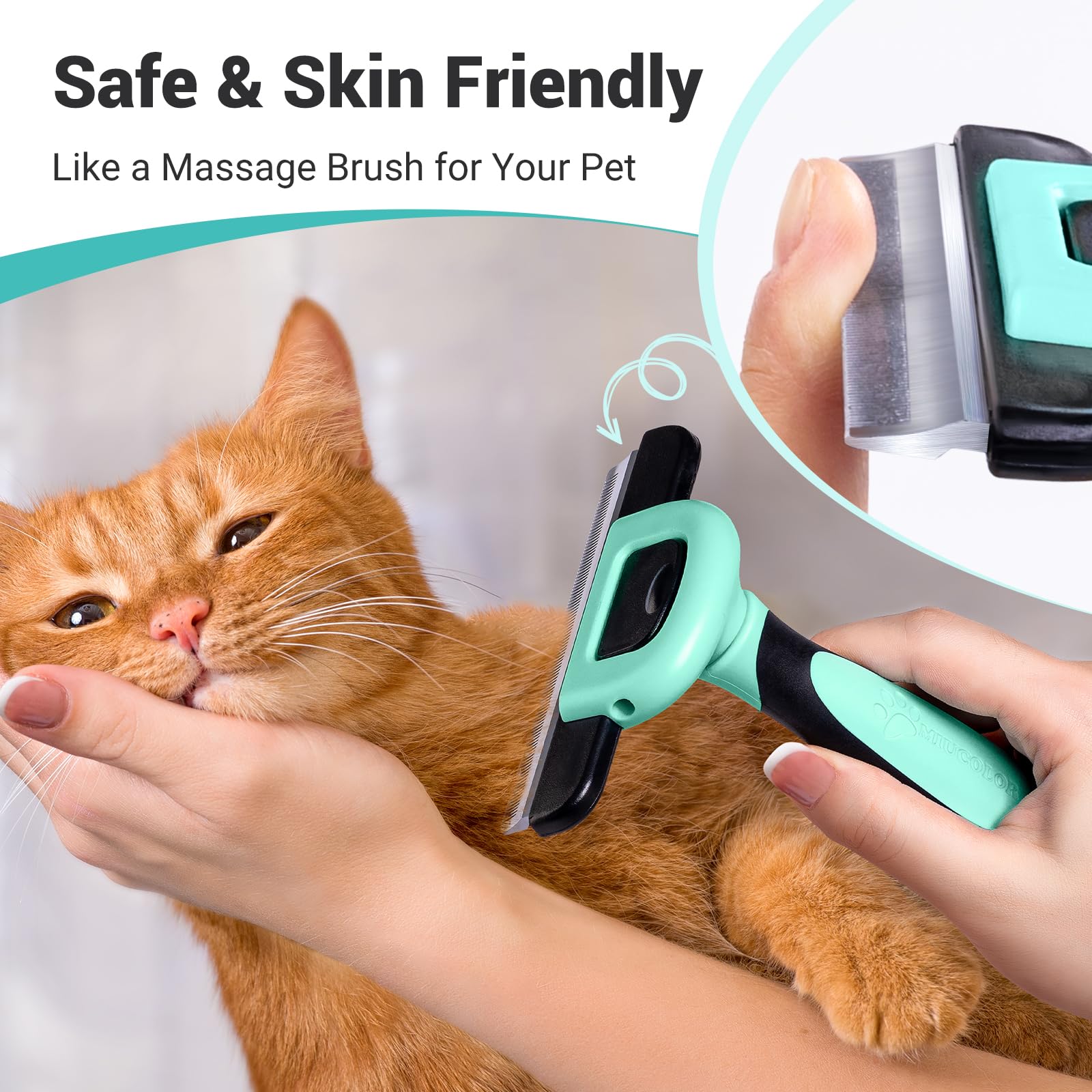 MIU COLOR Pet Grooming Brush in-use on dog and cat for home grooming