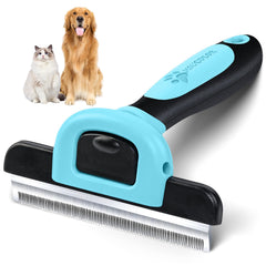 MIU COLOR pet grooming brush in use on a dog for efficient shedding reduction.
