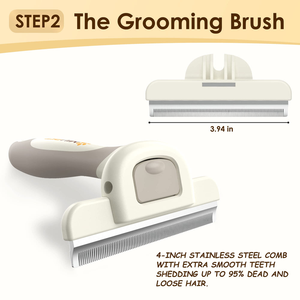 MIU PET Deshedding action shows fast loose hair removal from undercoat.