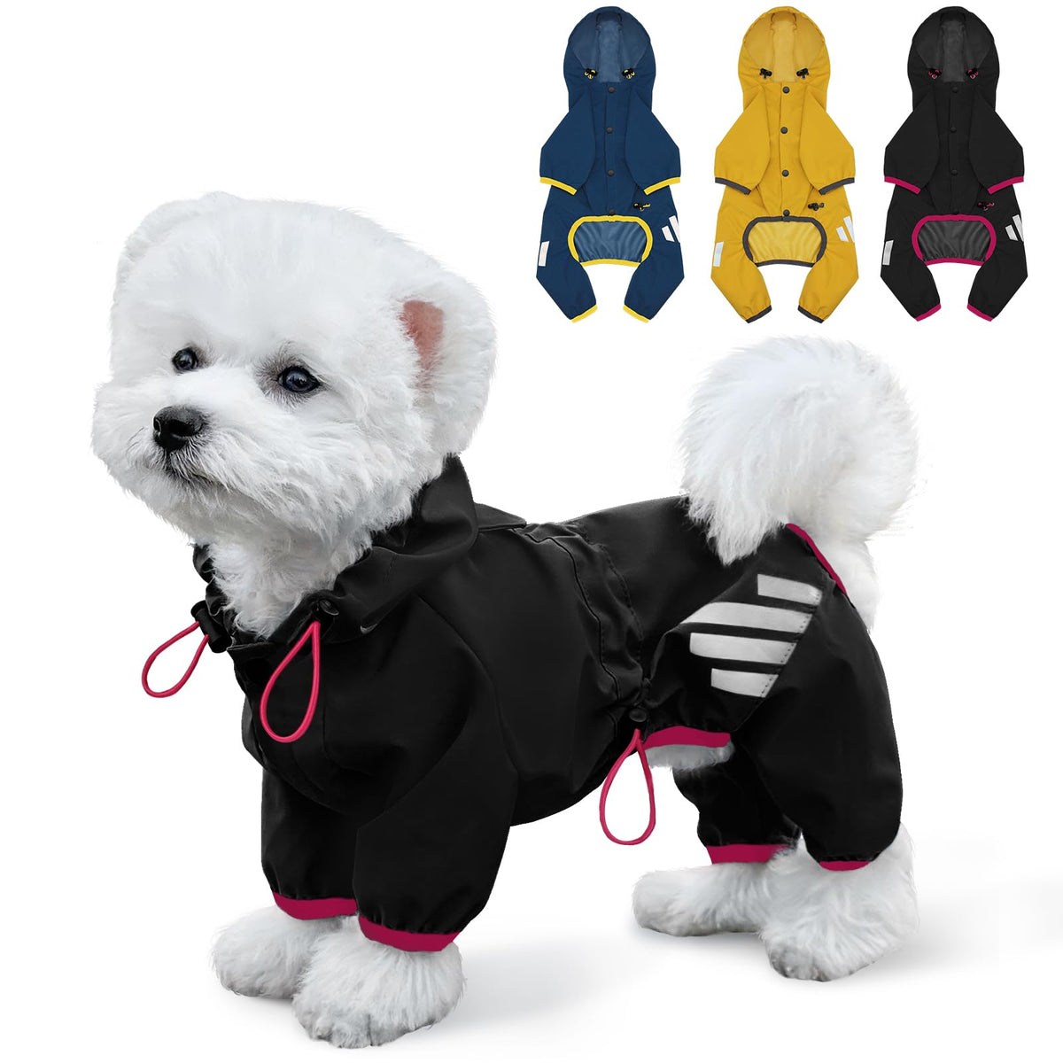 Miucat dog raincoat highlights waterproof fabric for dry, comfortable walks.