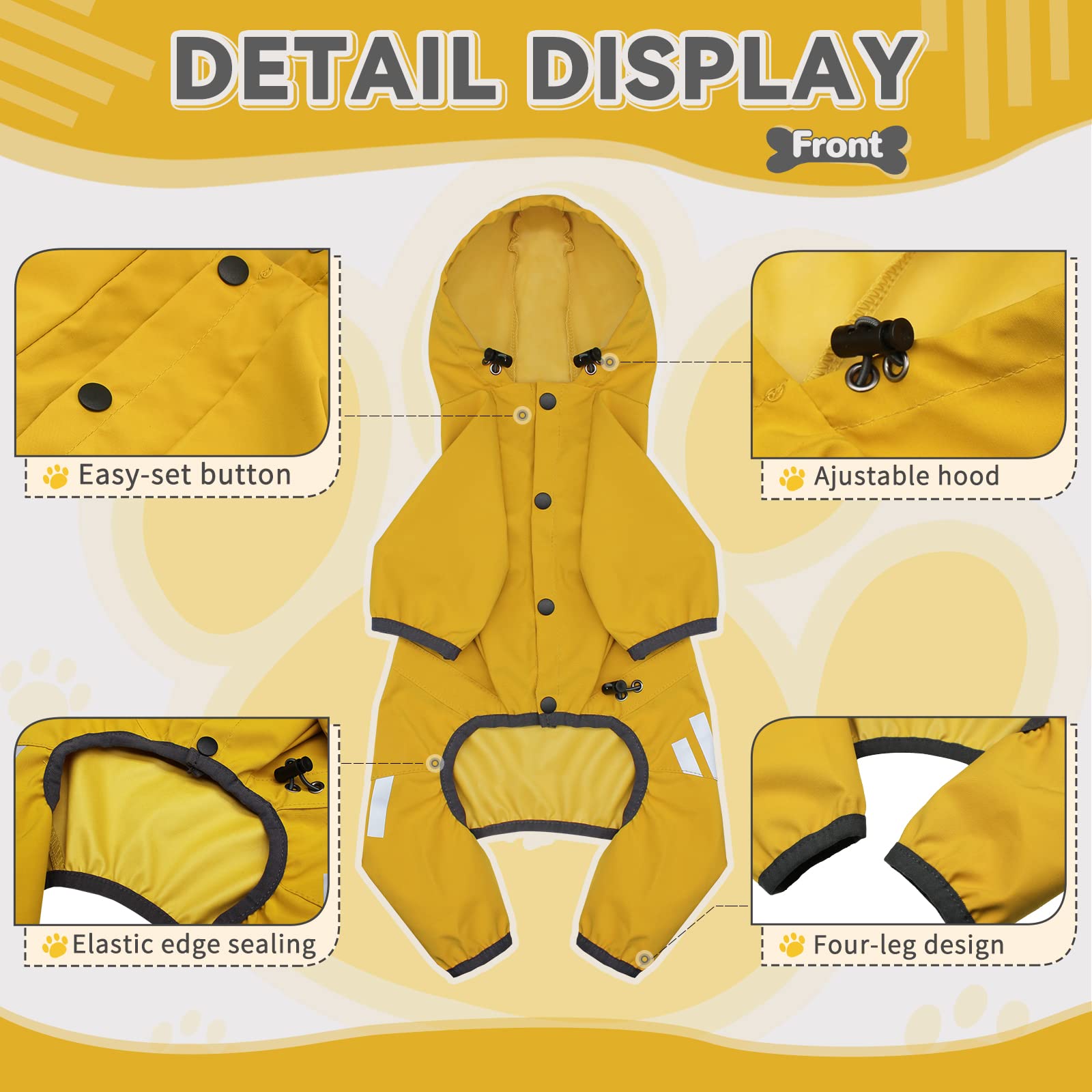 Miucat dog raincoat with leash hole for easy leash connection.