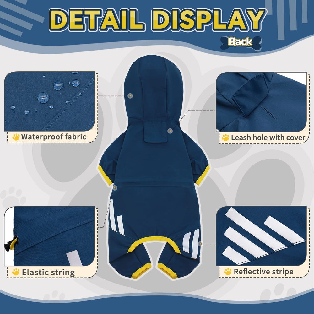 Miucat raincoat reflective strips boost nighttime visibility for safety.