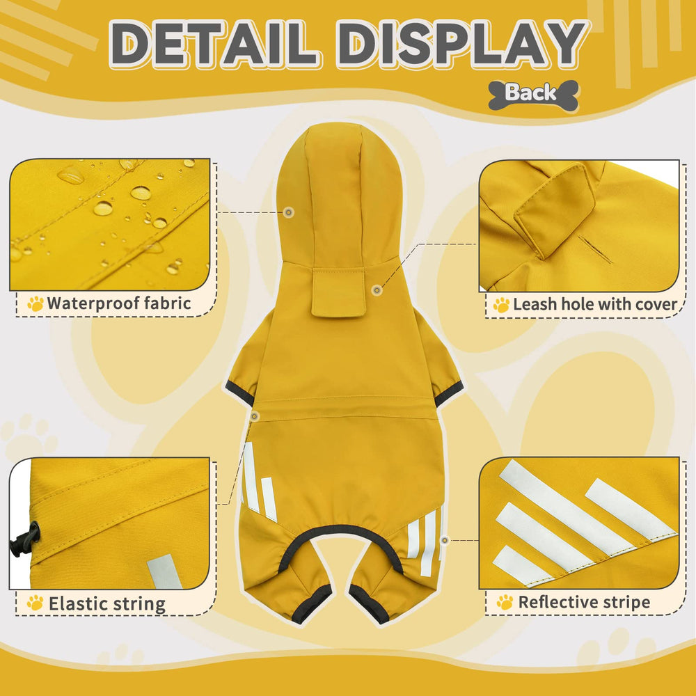 Miucat raincoat features reflective strips for safer nighttime visibility.