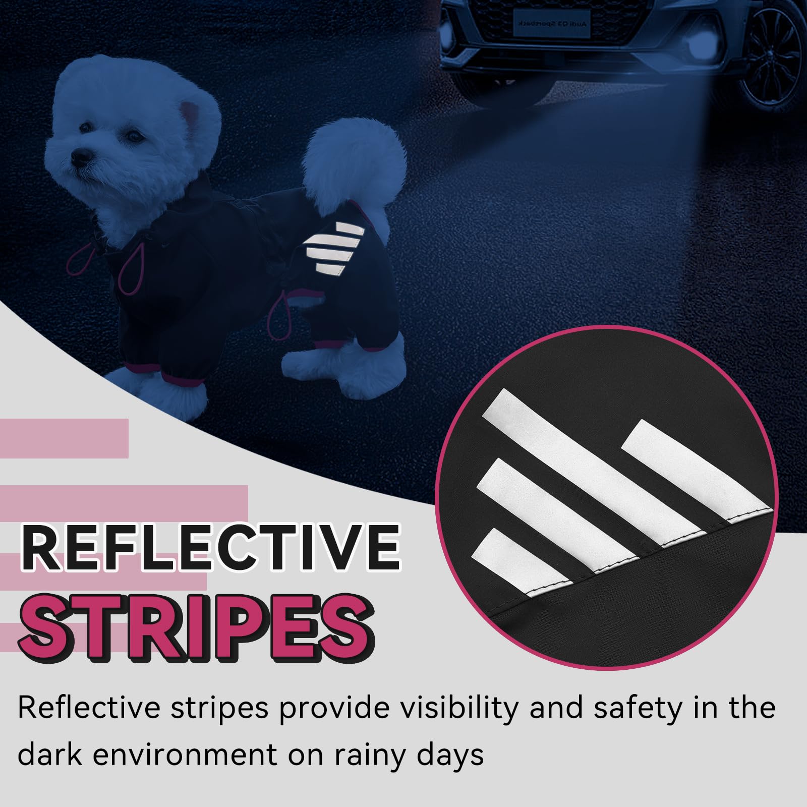 Miucat reflective strips boost night visibility for safer evening dog walks.