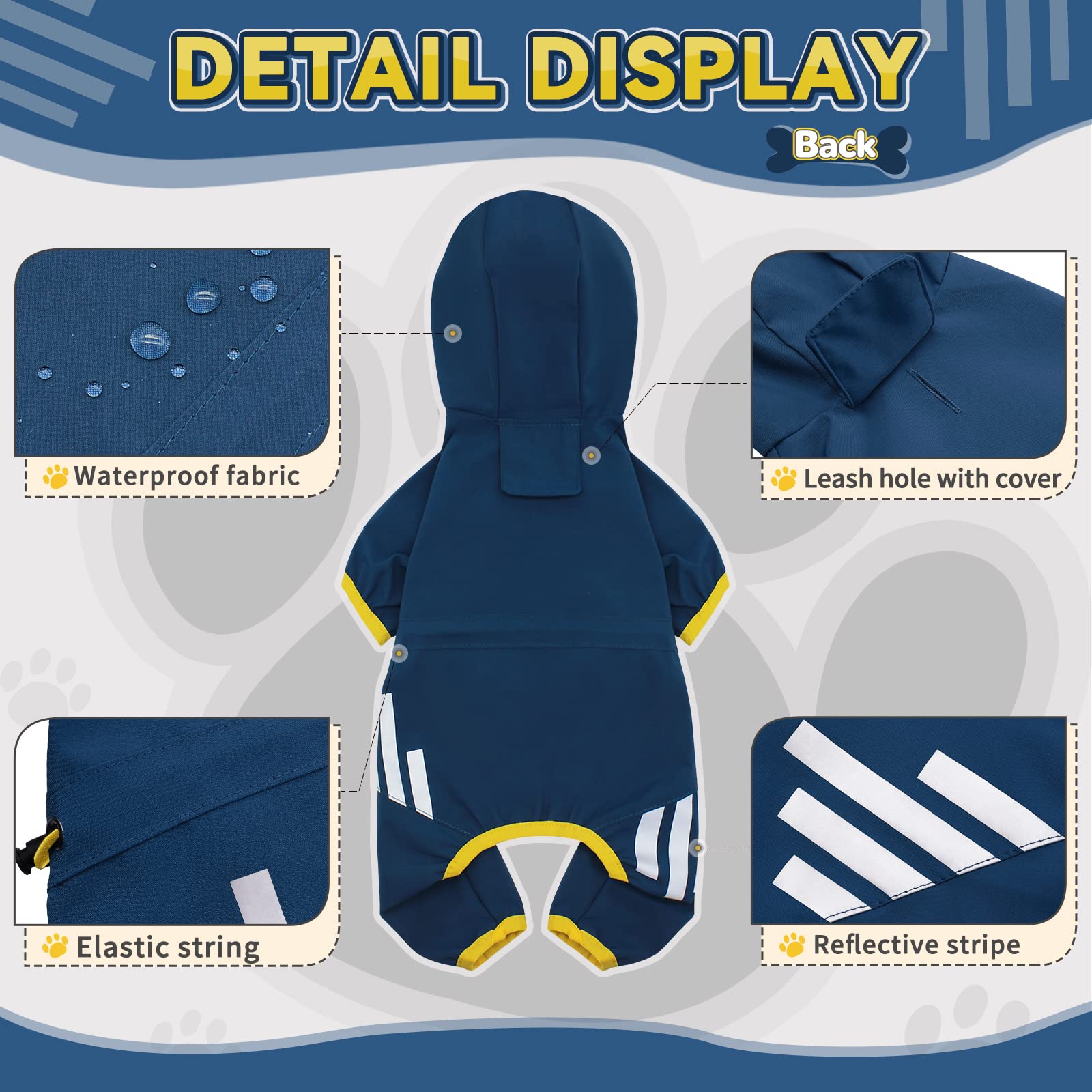Miucat waterproof dog raincoat highlights breathable fabric for all-day comfort.