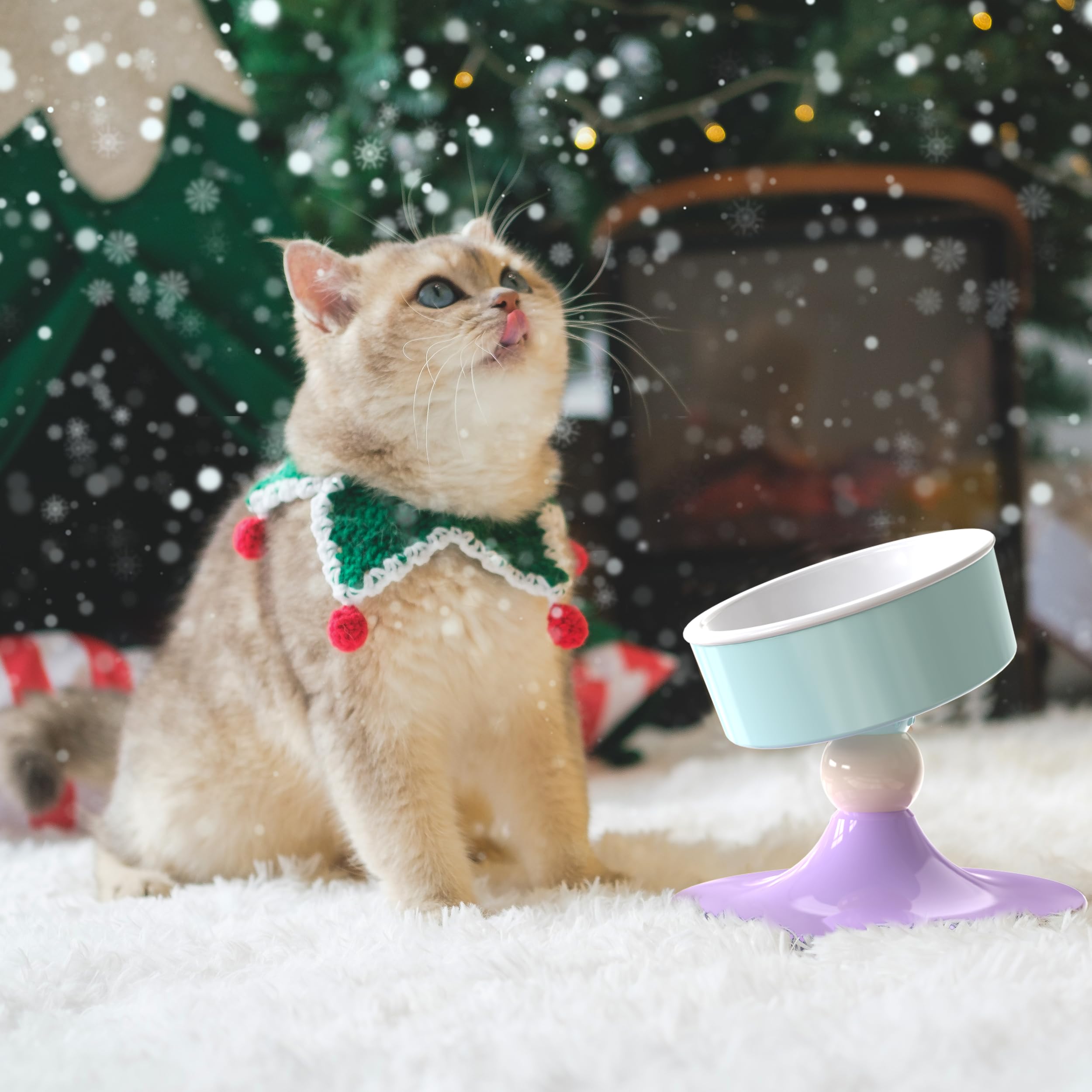 MIU PET ceramic elevated cat bowls pink-white design suits modern kitchens