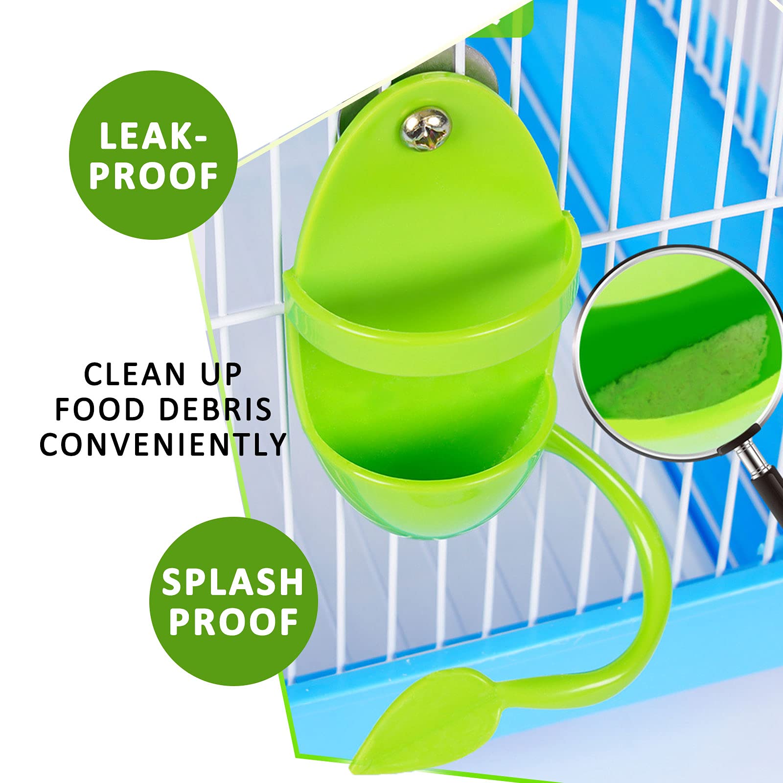 Mivofun debris-leakage basket helps keep cage clean during feeding.