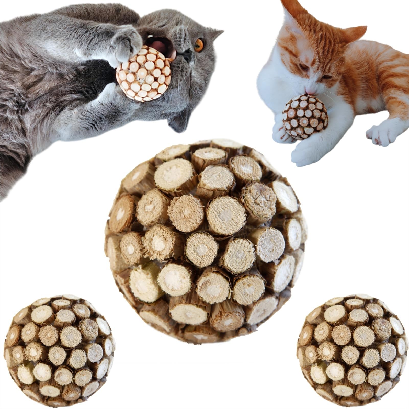miwoowim cat ball toy close-up showcasing silvervine for indoor play and exercise