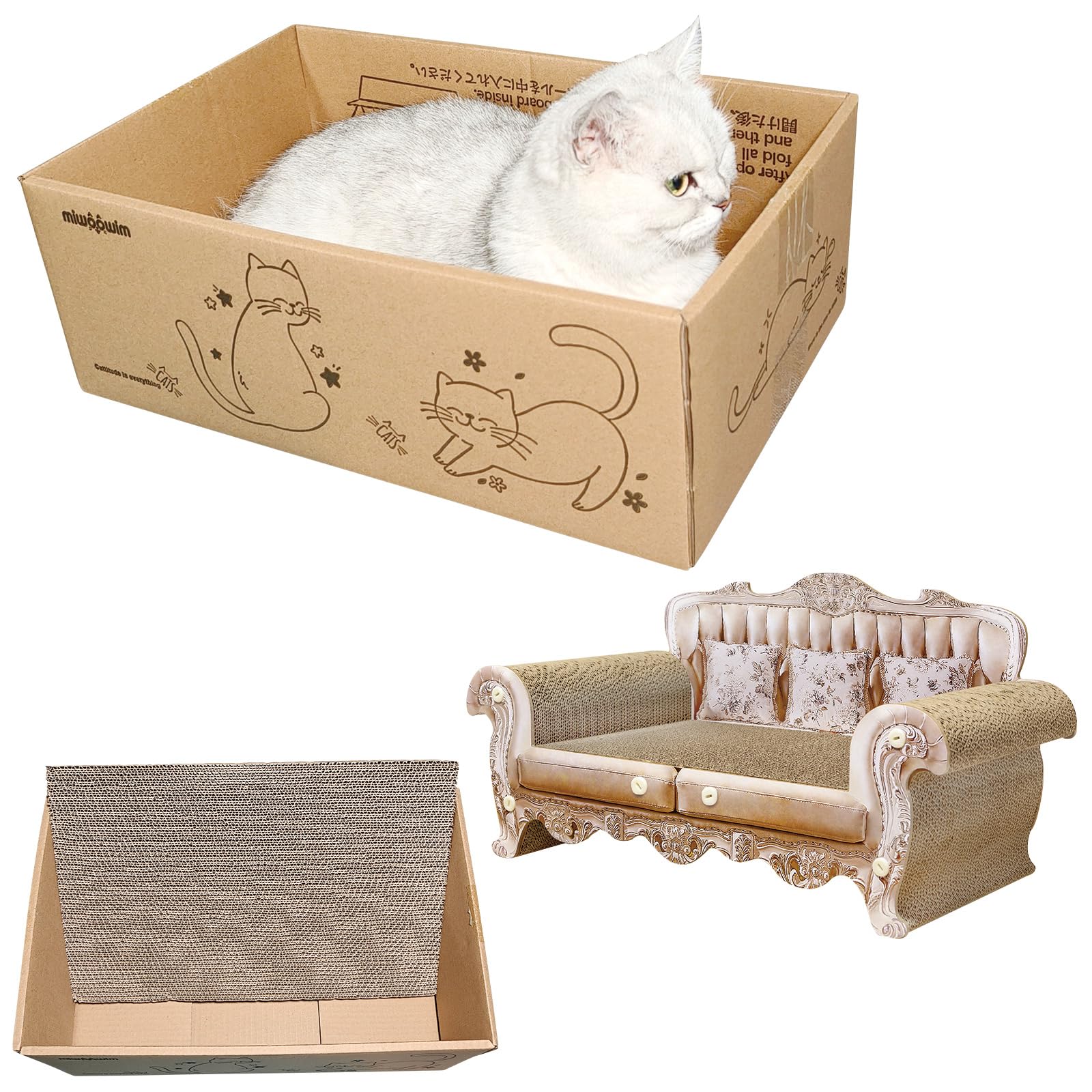 Miwoowim cat scratcher bed catnip toy fish adds interactive play
