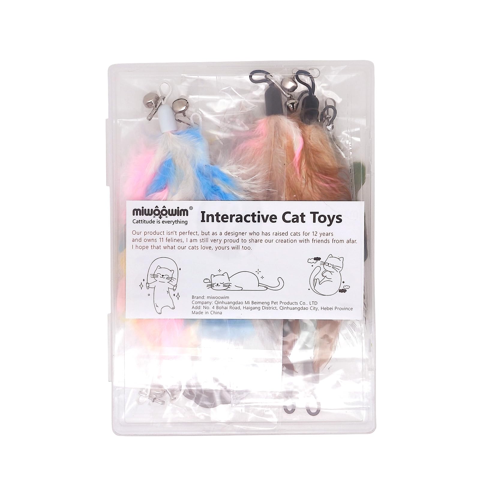 miwoowim cat wand fluffy spotted feather for varied textures