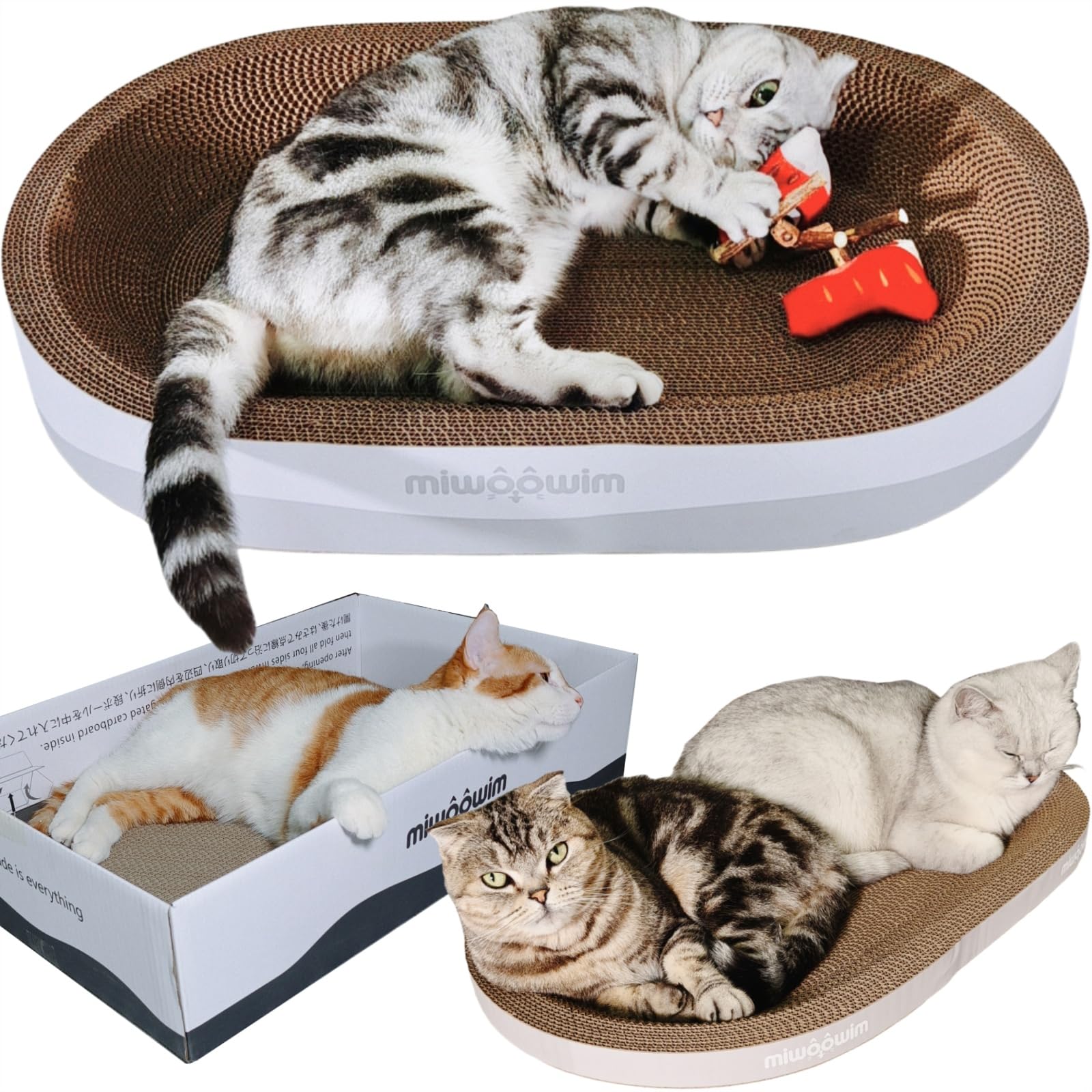 miwoowim corrugated cardboard material 06 durable and recyclable scratching surface.