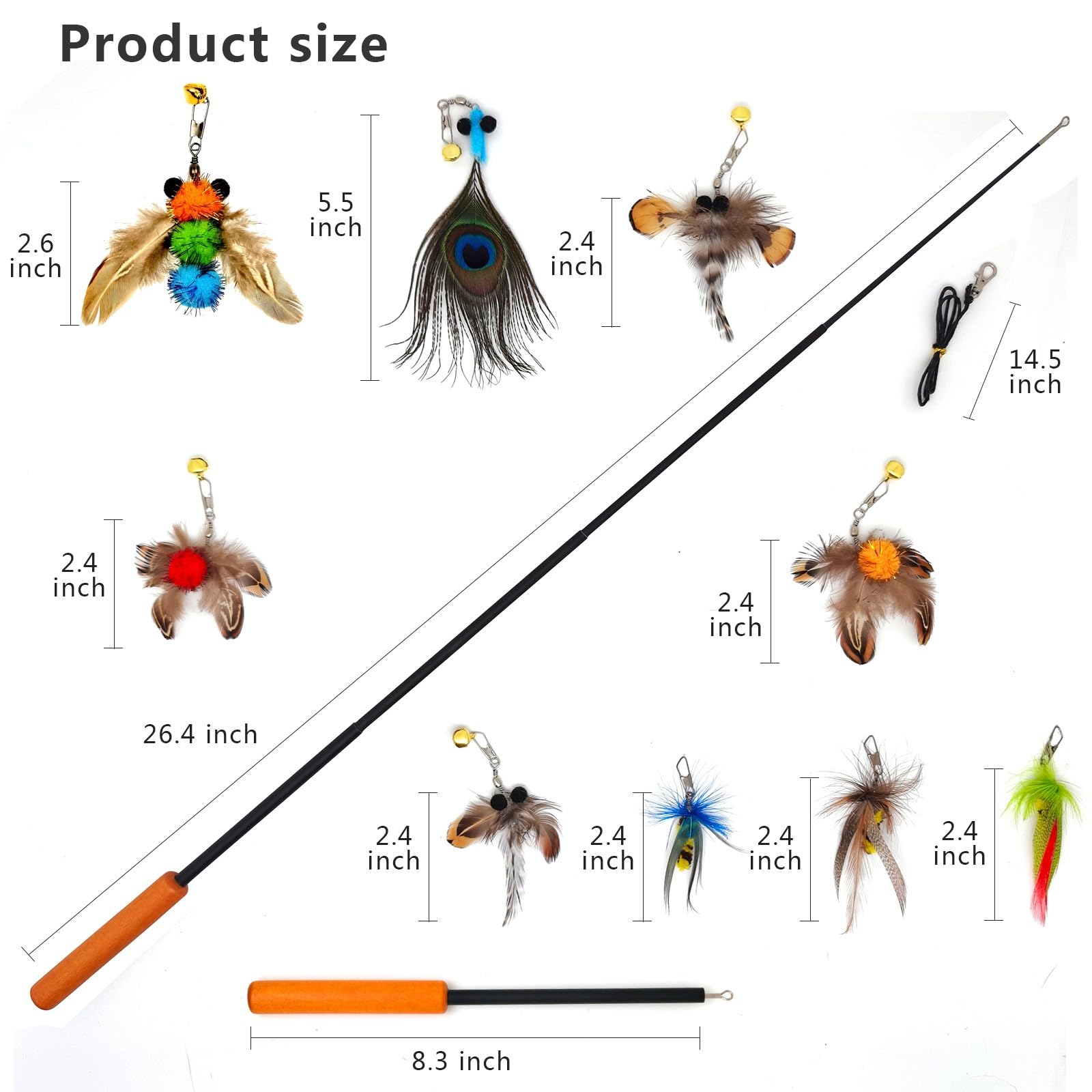 miwoowim interactive cat toys wooden handle wand for easy grip and play