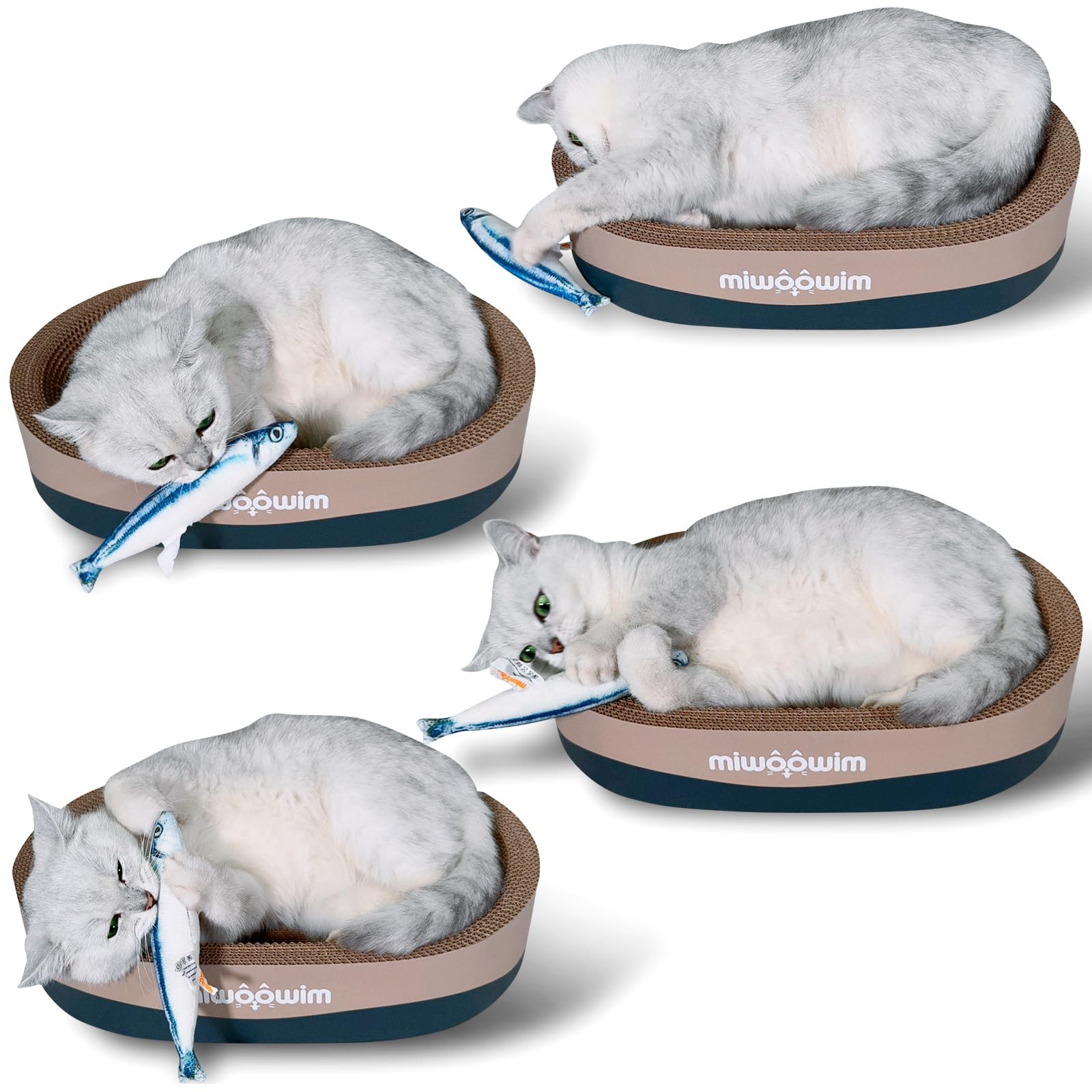 Miwoowim saury fish toy in multi-cat homes promotes shared play