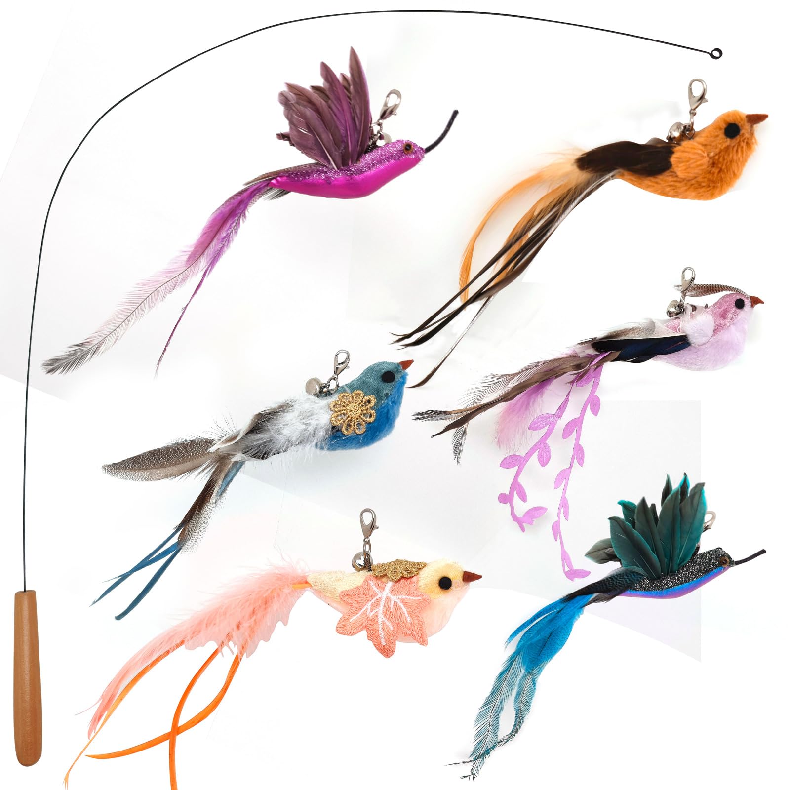 miwoowim teaser toy 35-inch wire wand for engaging indoor cat play