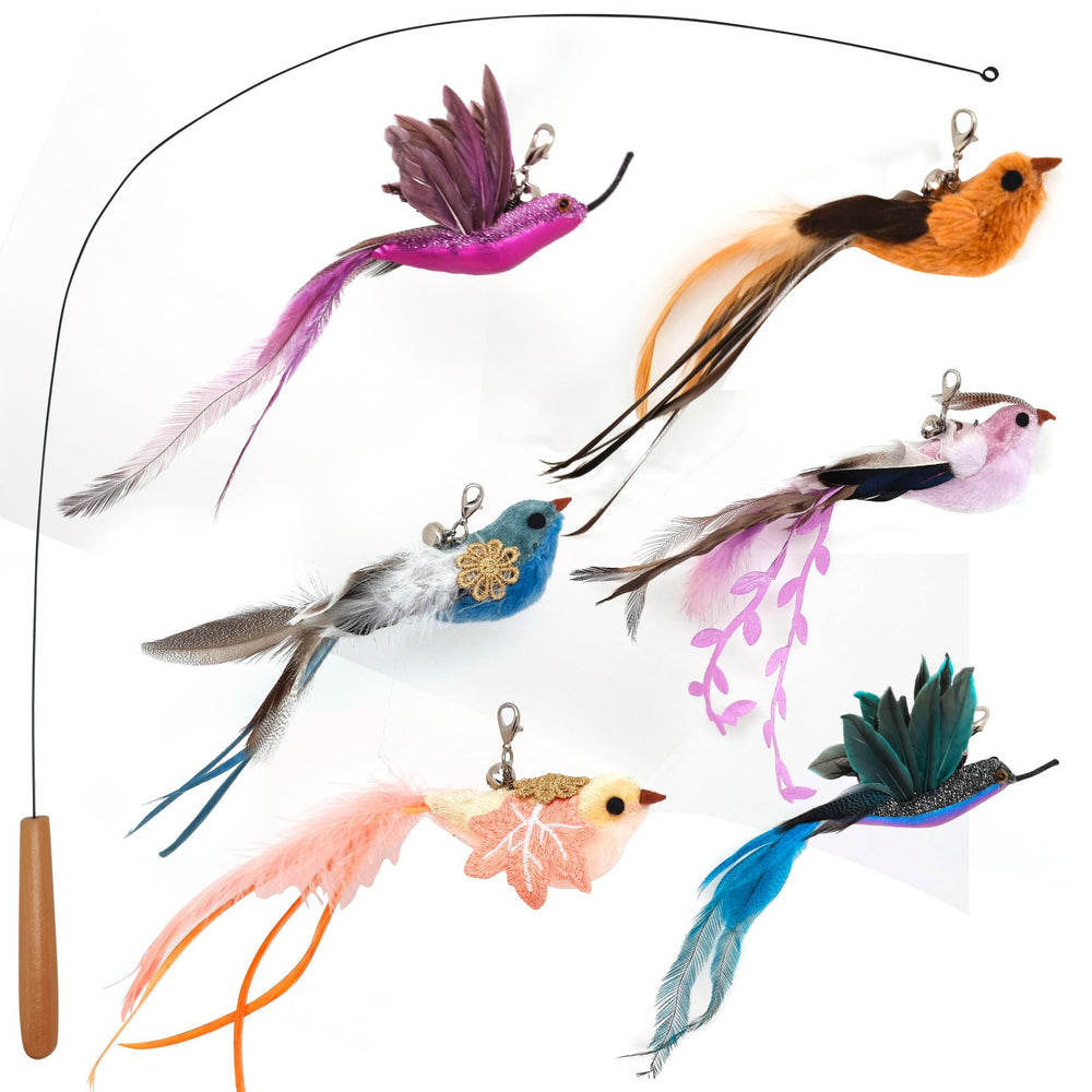 miwoowim teaser toy 35-inch wire wand for engaging indoor cat play