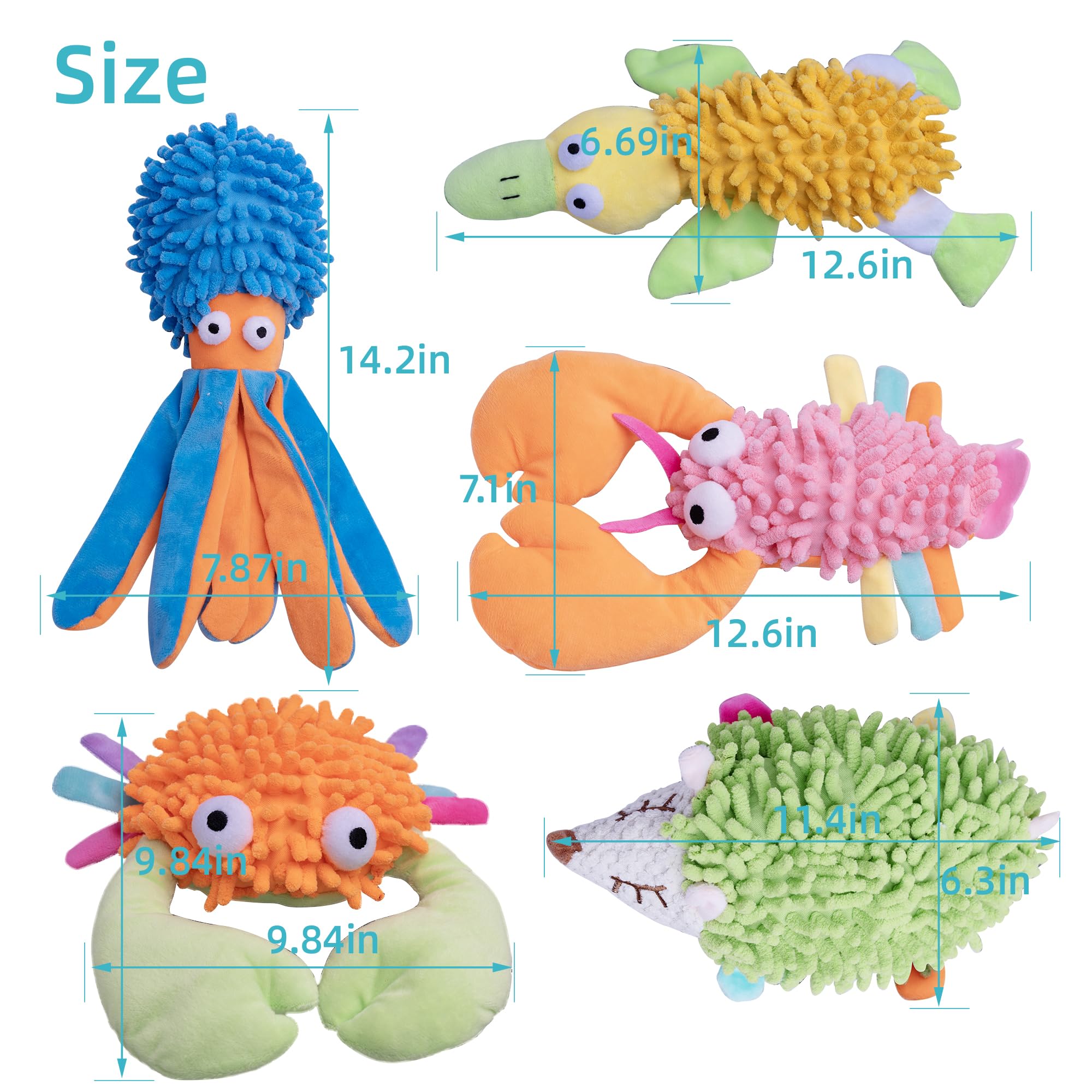 Mixcotia 5-pack dog squeaky toy lobster with crinkle sound for interactive play.
