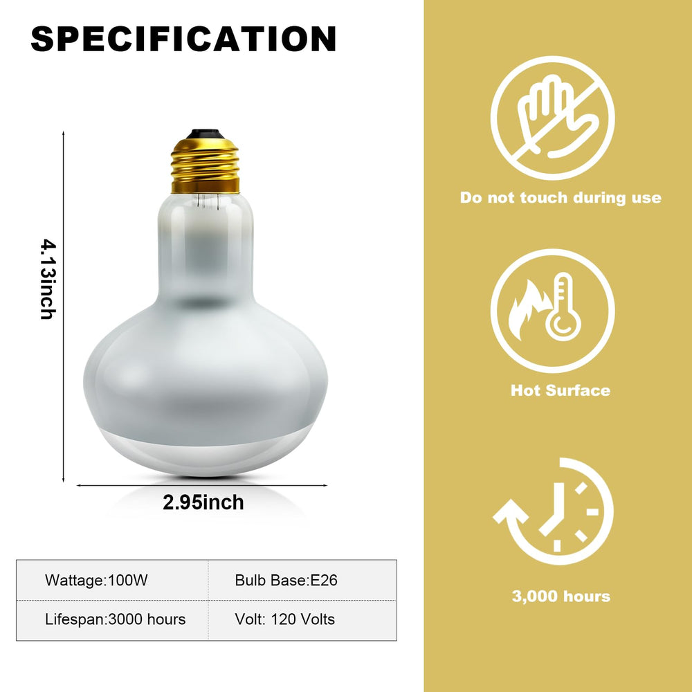 MIXJOY 100W reptile heat lamp bulb long life up to 3,000 hours
