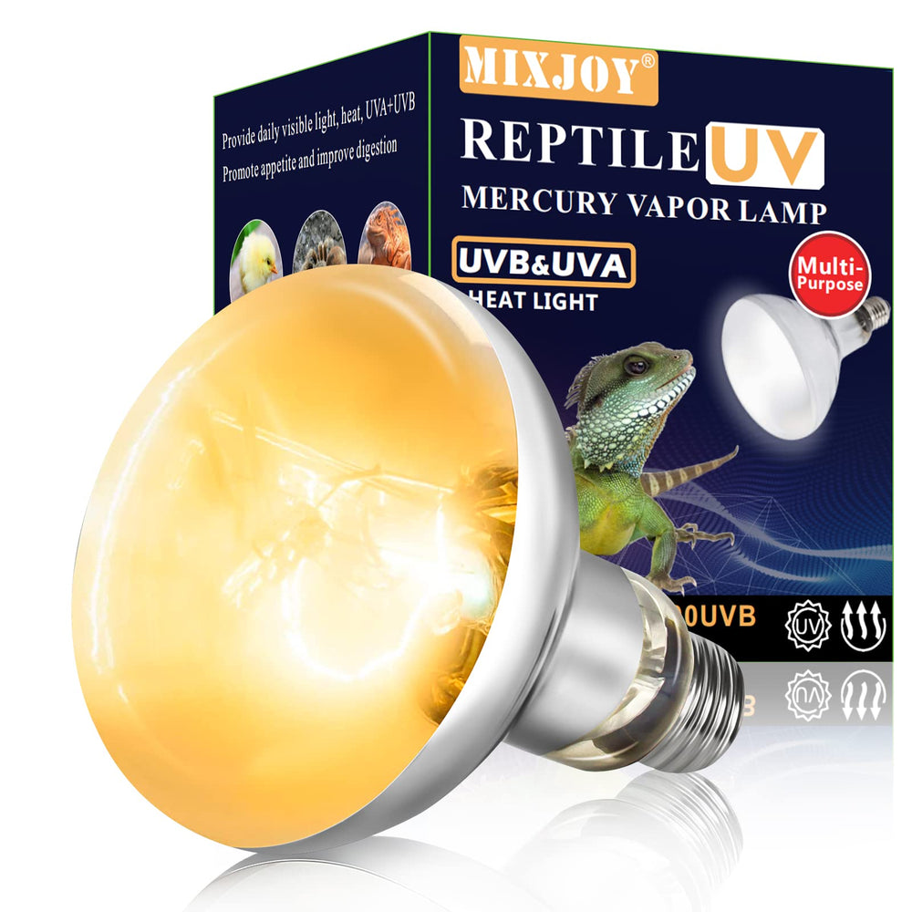 MIXJOY 100W reptile heat lamp full spectrum in use delivers balanced UVB warmth for basking.