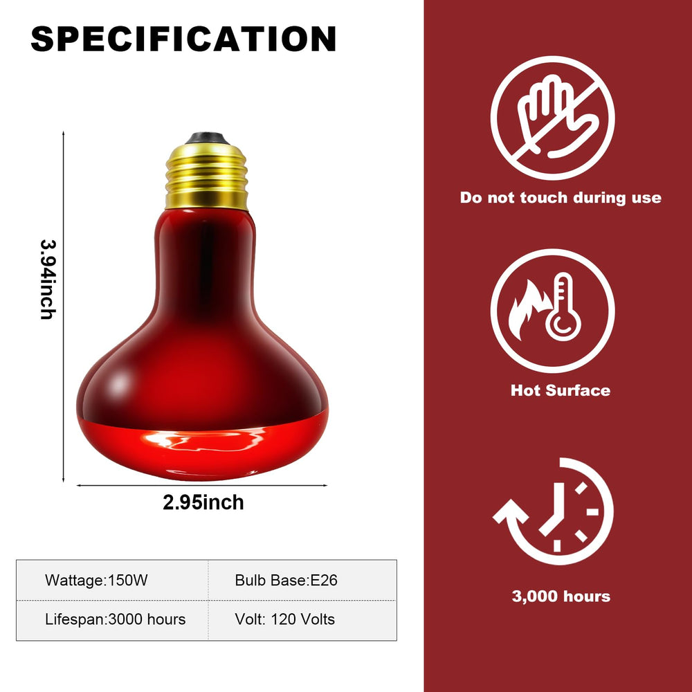 MIXJOY 150W infrared lamp heats turtle or gecko enclosures with durable glass.