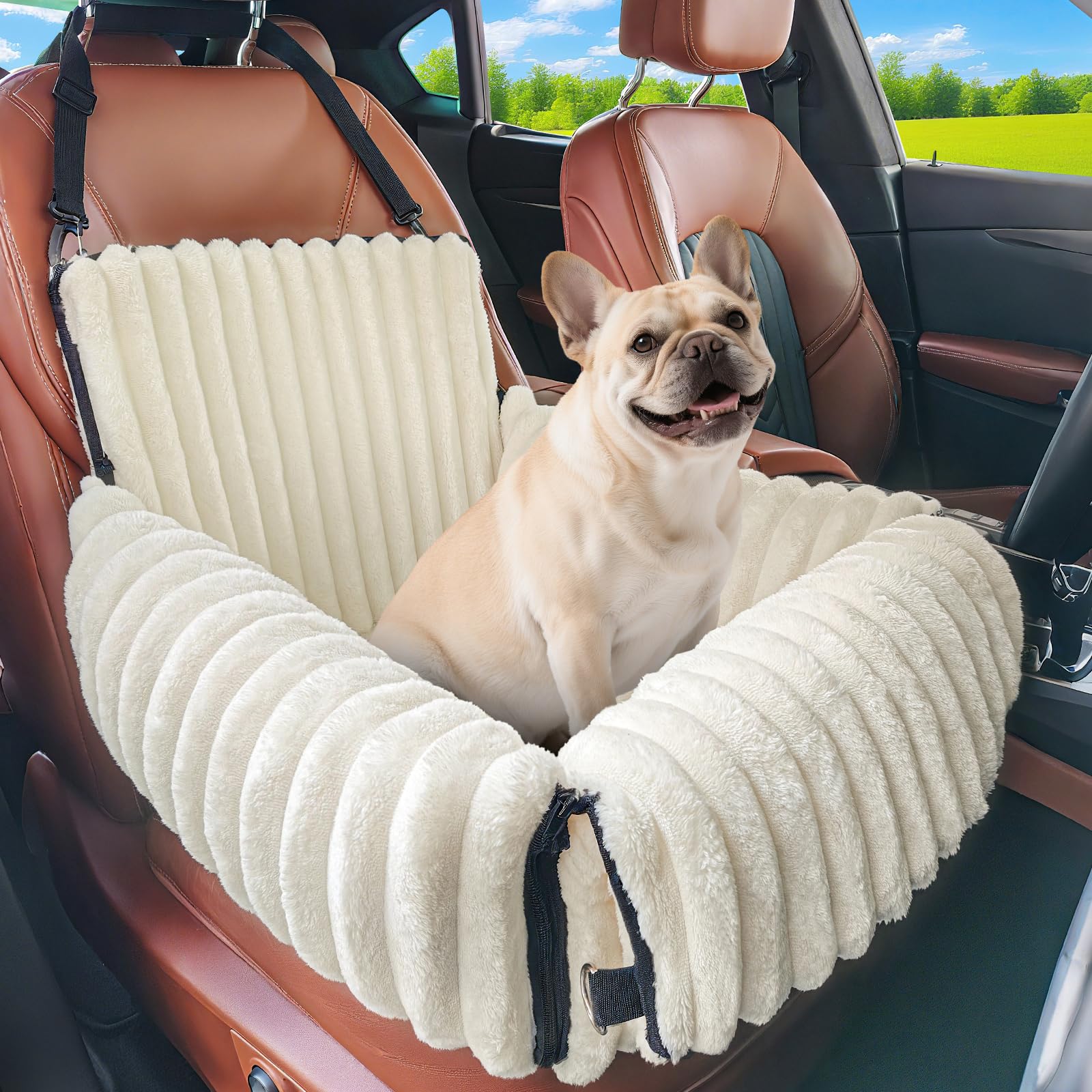 MIXJOY 6-in-1 dog car seat front view proves secure travel for small to medium dogs.