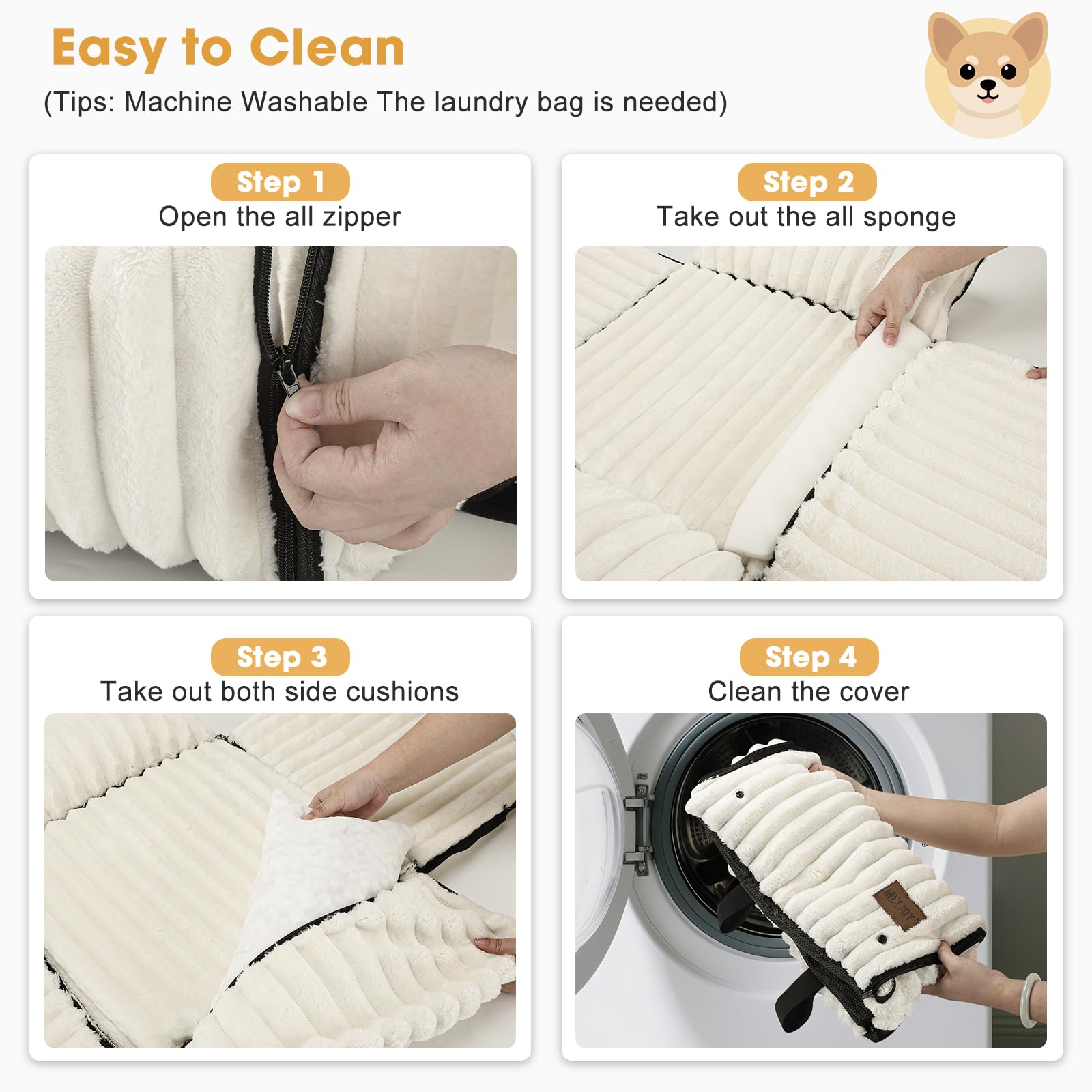 MIXJOY beige plush fabric close-up highlights soft touch and pet comfort.