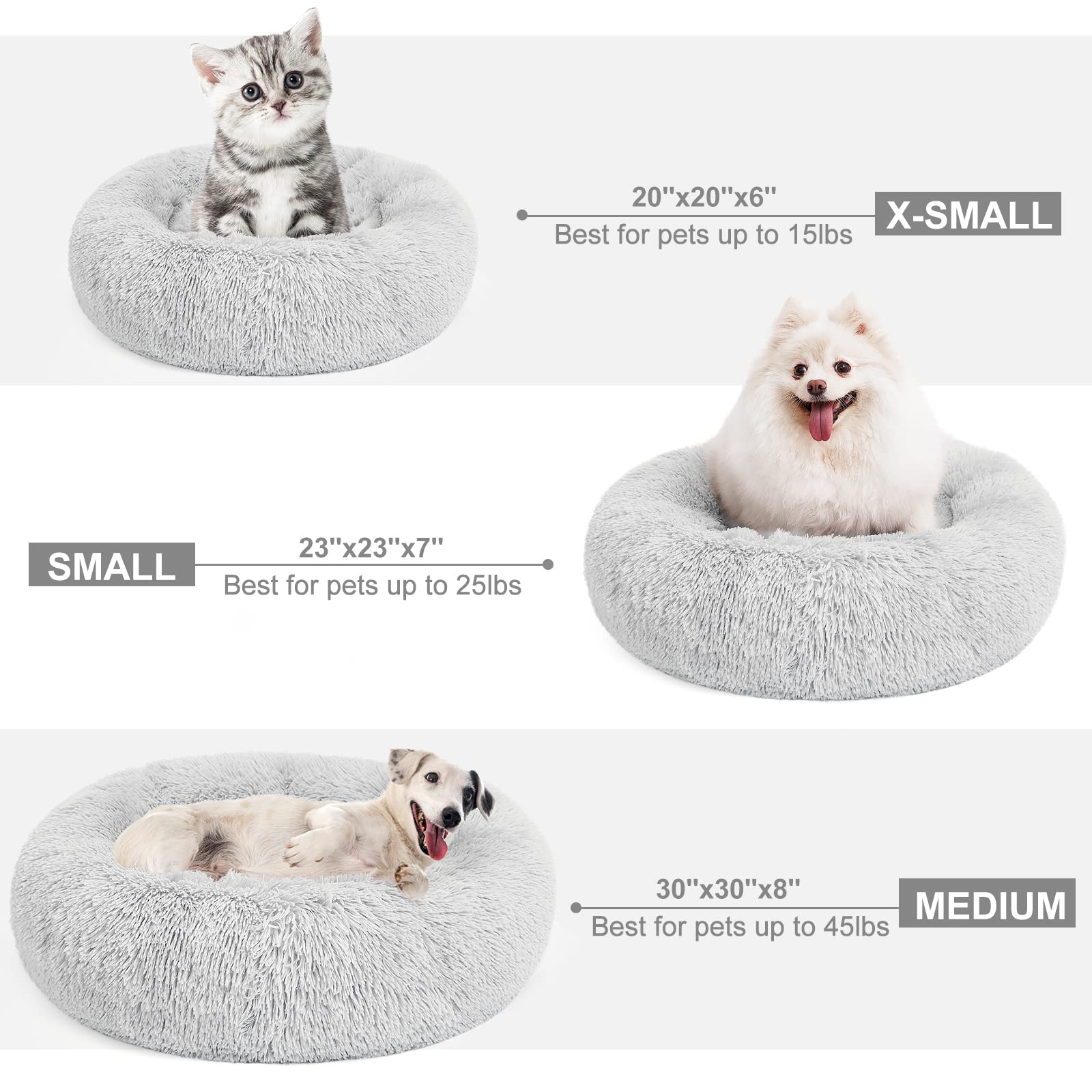 MIXJOY Calming Cat Bed machine-washable grey fabric for easy care