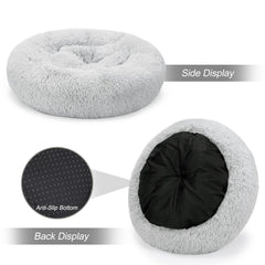 MIXJOY Calming Cat Bed raised rim edge showing security and curled-up comfort