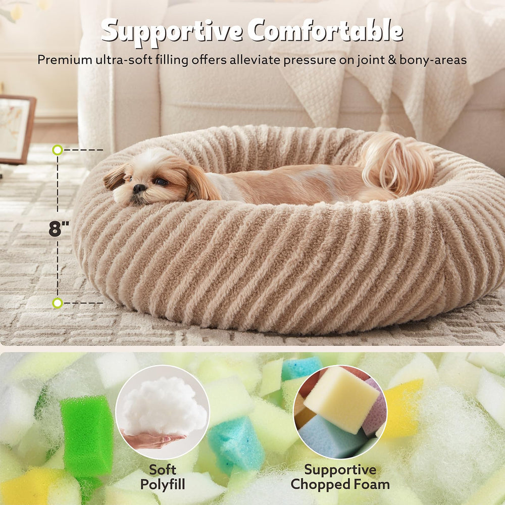 MIXJOY dog bed beige anti-slip bottom keeps pets secure during play.