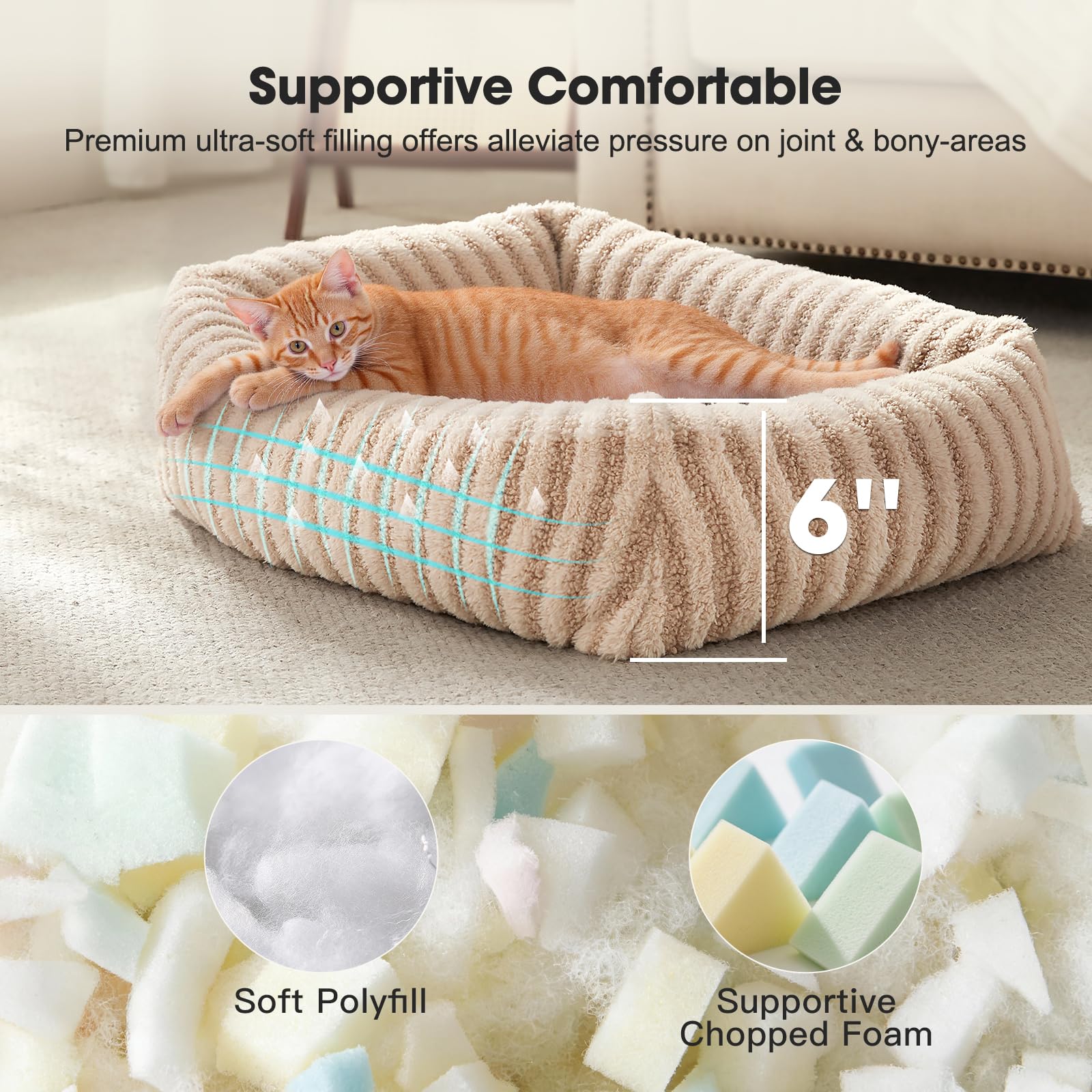 MIXJOY dog bed shows anti-slip bottom for stable lounging.