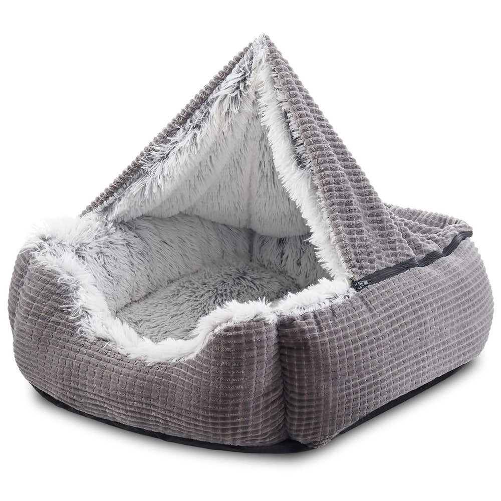 MIXJOY dog bed gray front view showing spacious, cozy surface for naps