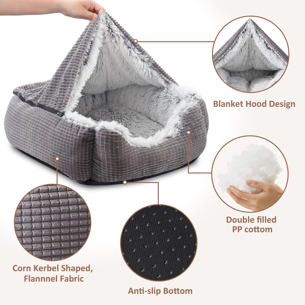 MIXJOY hooded blanket detail showing added privacy for sleep