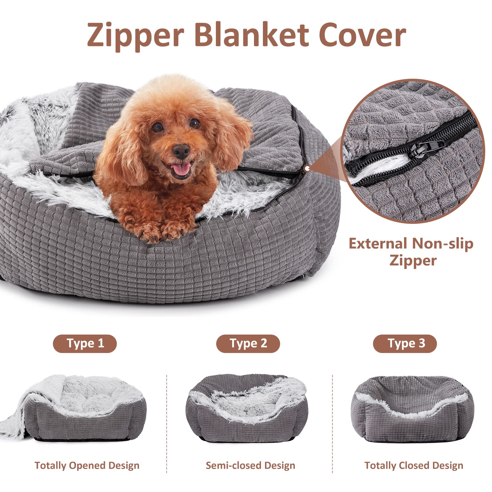 MIXJOY hooded-blanket-gray image demonstrates extra warmth and privacy for pets.