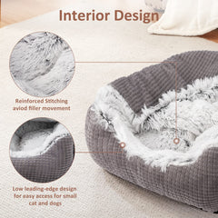MIXJOY interior-plush-gray closeup showcases ultra-soft lining for cozy naps.