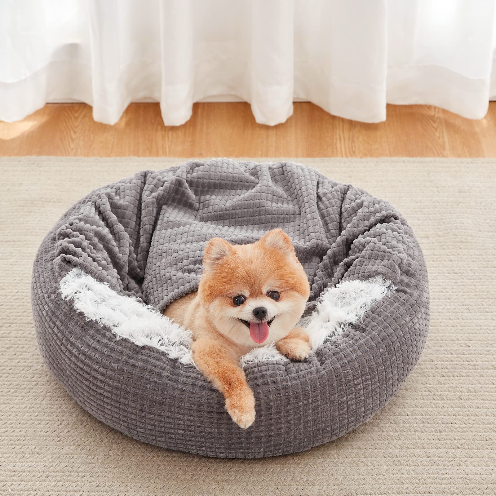 MIXJOY dog bed ready for cuddles, easy to unpack and fluff