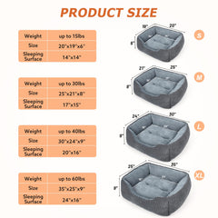 MIXJOY dog bed rectangle gray anti-slip bottom keeps bed in place.