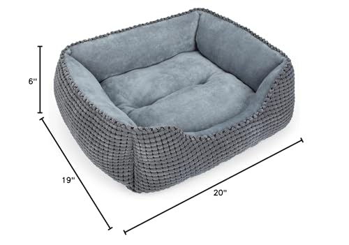 MIXJOY dog bed rectangle gray indoor/outdoor use in cozy corner.