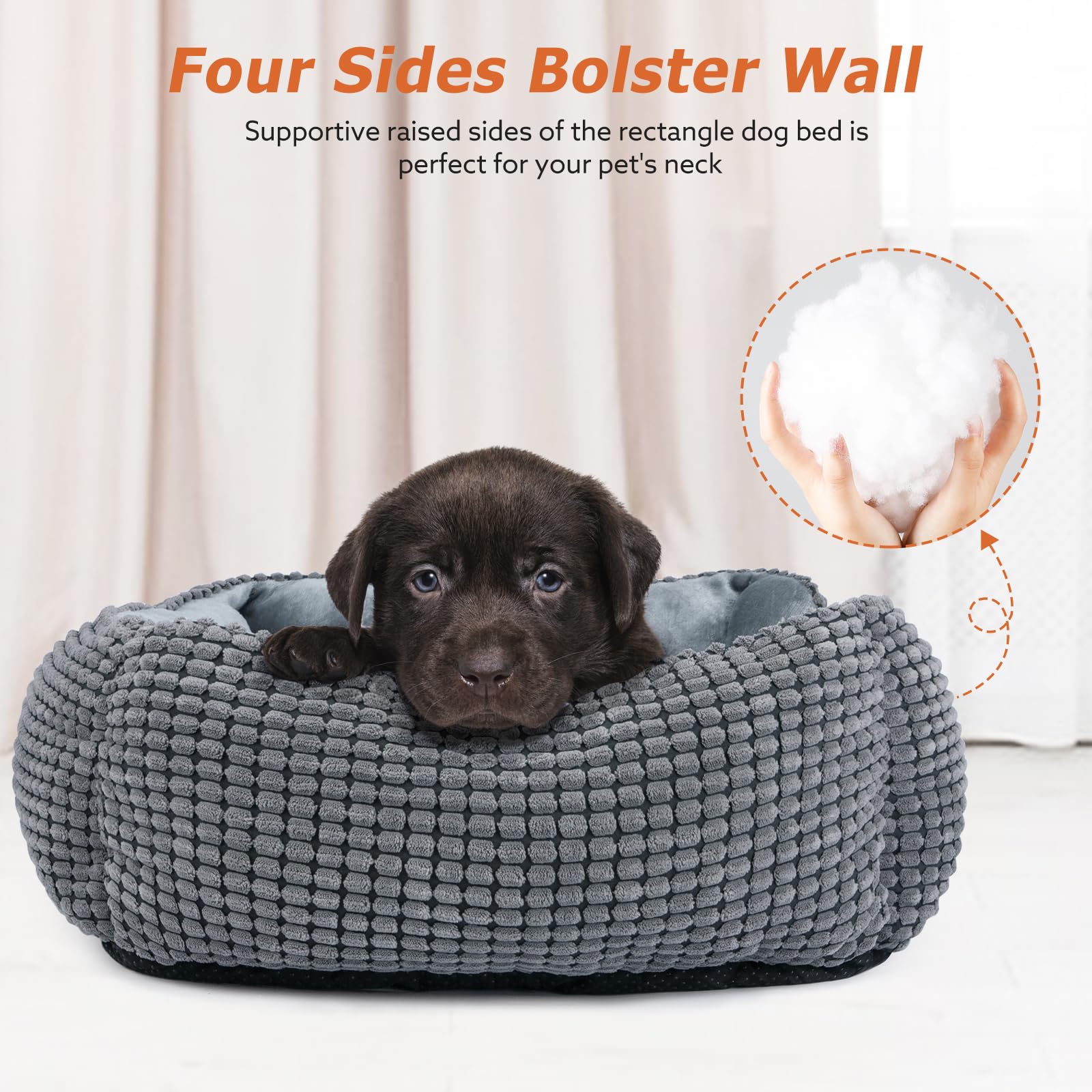 MIXJOY dog bed rectangle gray interior sleeping area suitable for pets.