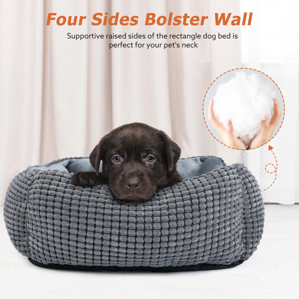 MIXJOY dog bed rectangle gray interior sleeping area suitable for pets.