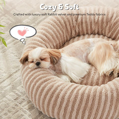 MIXJOY dog bed with removable cover in beige for easy cleaning.