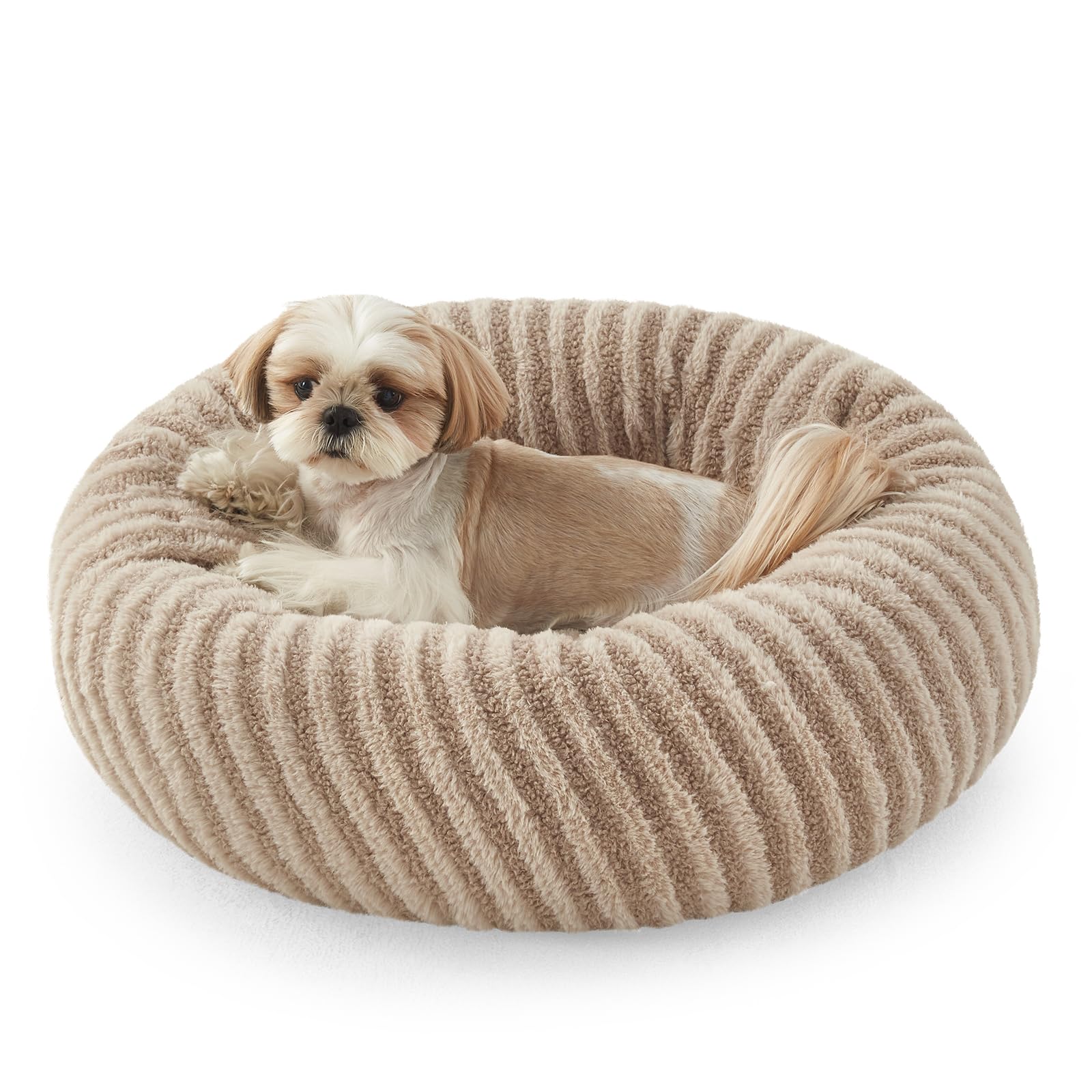 MIXJOY dog bed small donut design in beige for cozy naps.