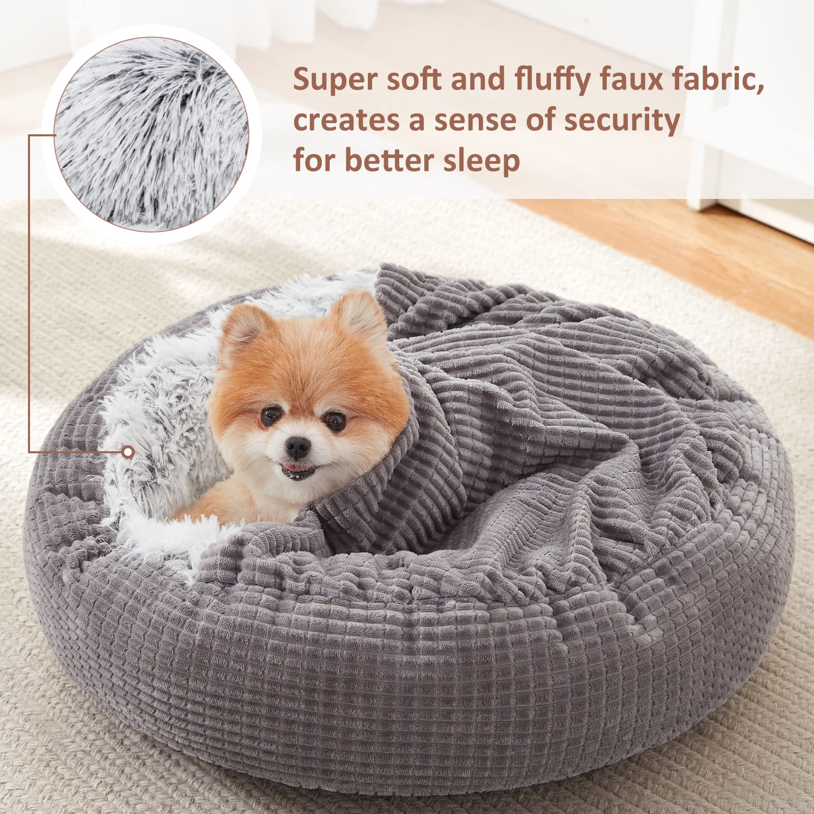 MIXJOY dog bed ultra-plush interior for year-round snuggling