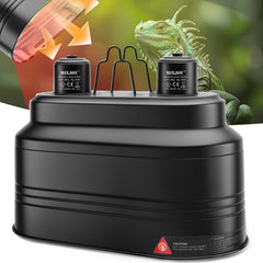MIXJOY dual reptile light fixture front view with two sockets for heat and UVB lighting in terrariums.