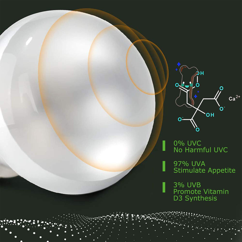 MIXJOY full-spectrum UVB-UVA reptile light promoting natural sun-like exposure.