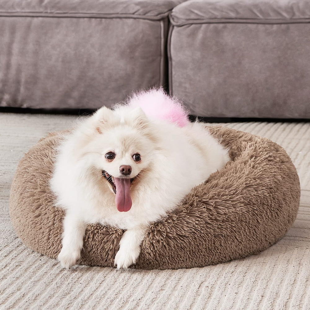 MIXJOY Donut Bed natural brown finish fits cozy room decor.