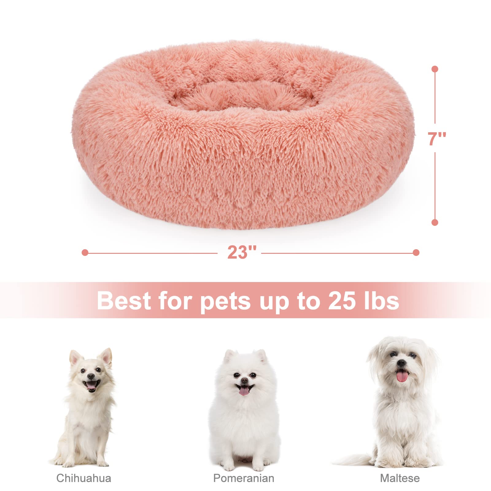 MIXJOY round bed fits cats and small dogs up to 25 lbs.
