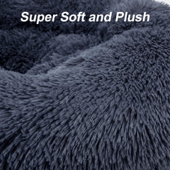 MIXJOY Orthopedic Donut Bed close-up reveals plush fur texture and comfort.