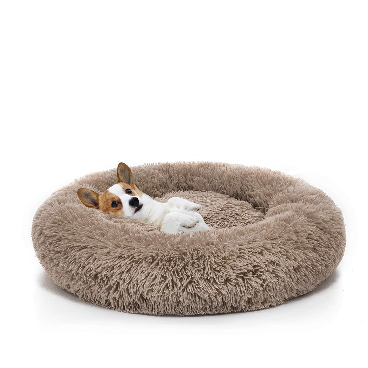 MIXJOY Orthopedic Donut Bed plush faux fur close-up for comfort.