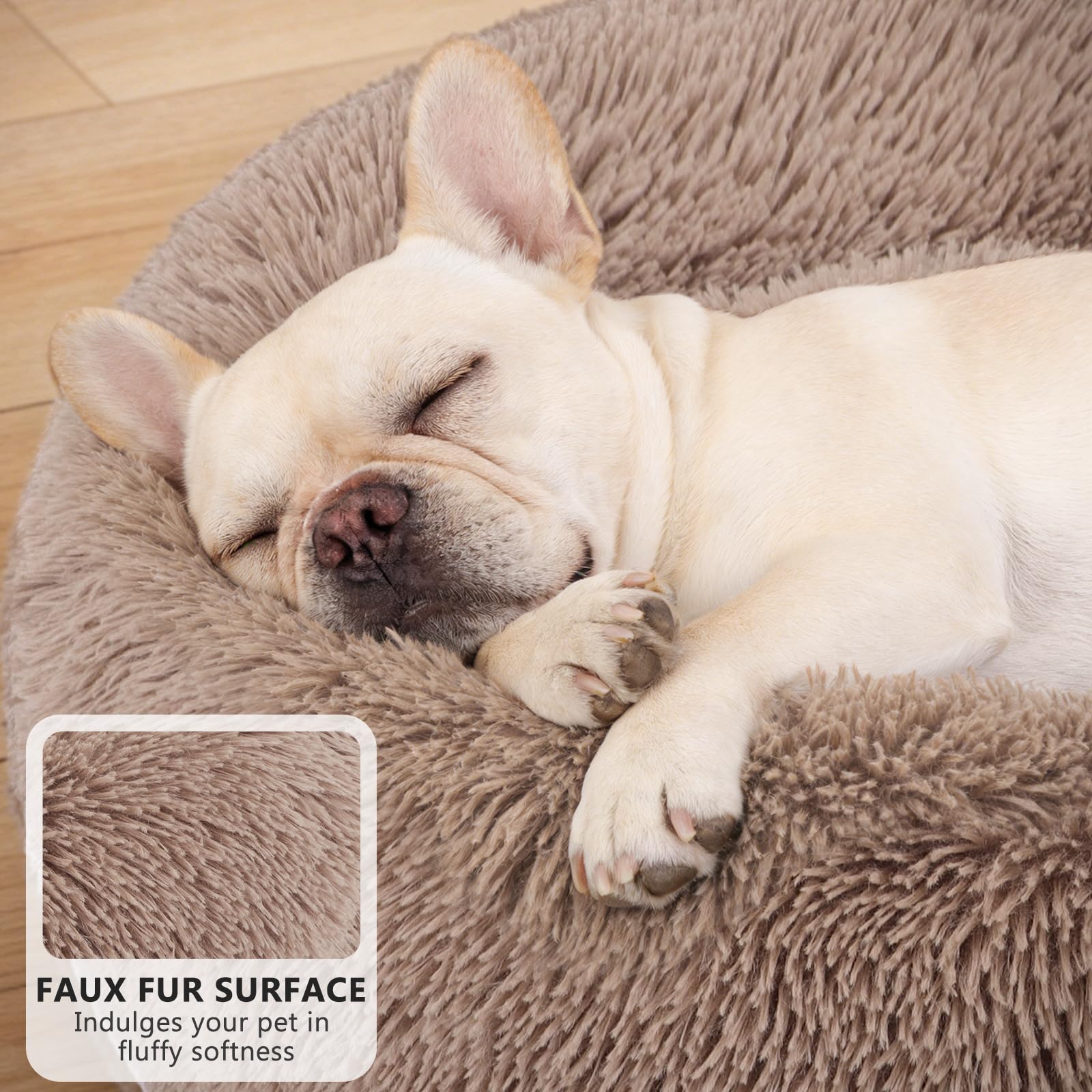 MIXJOY Donut Bed brown color blends with decor.