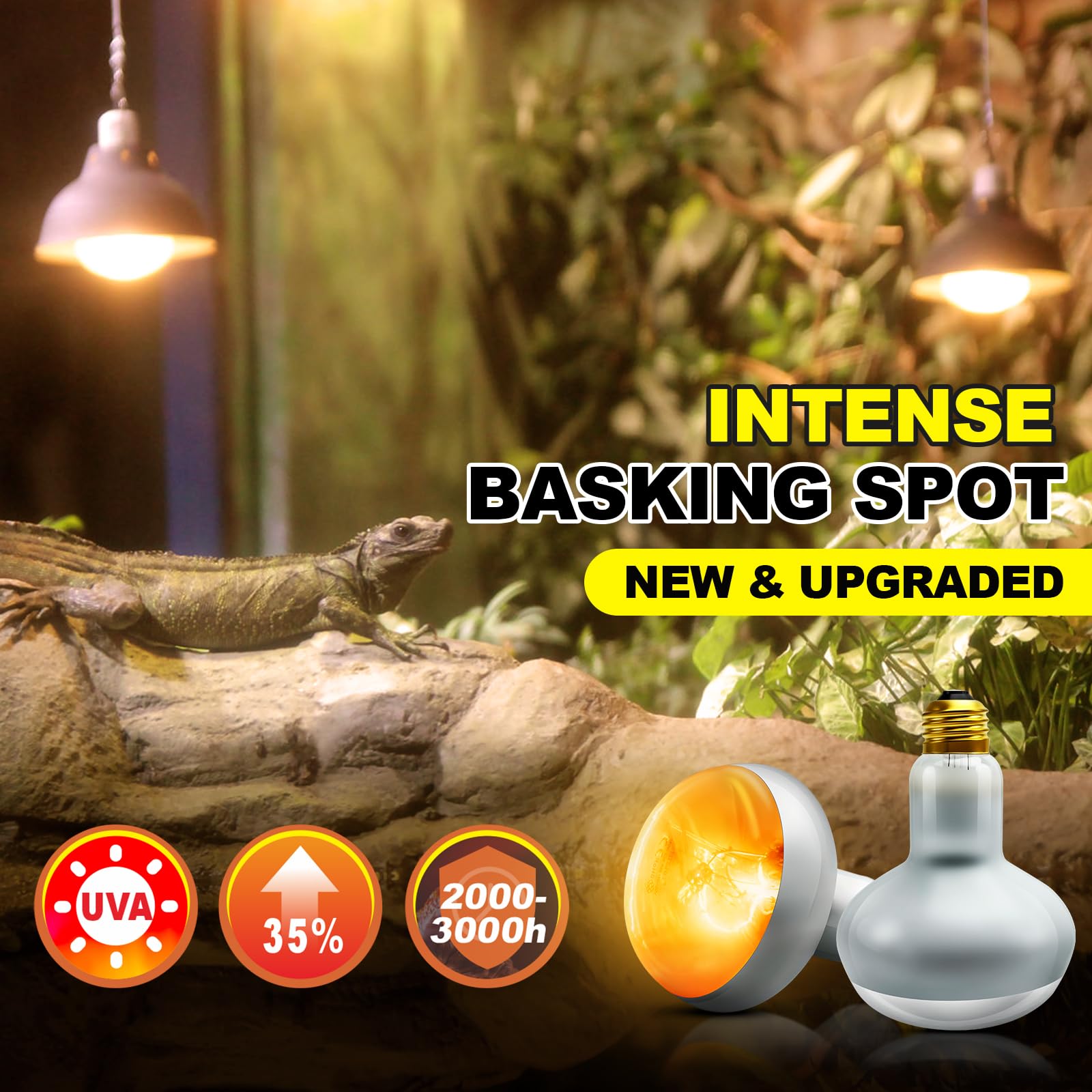 MIXJOY 2-pack reptile heat lamp bulbs ready for dual basking zones