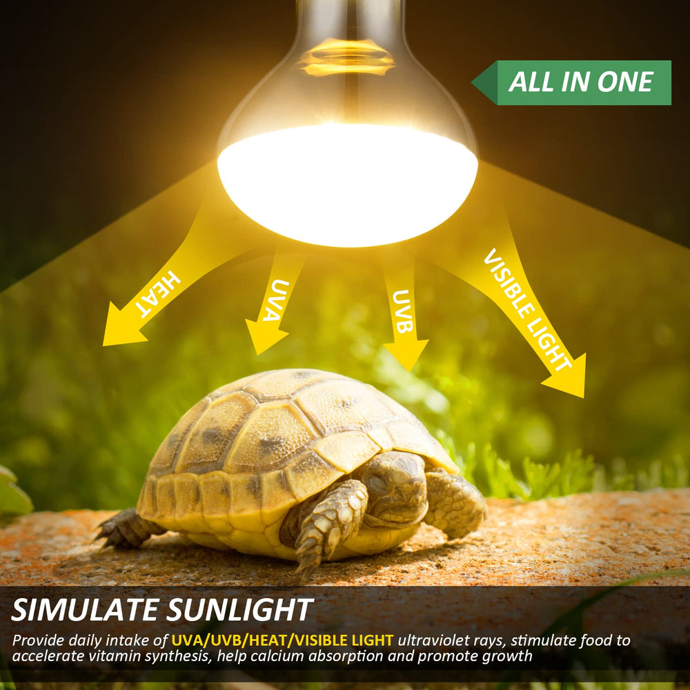 MIXJOY UVB UVA reptile bulb glow provides natural sun-like light for healthy skin and bones.